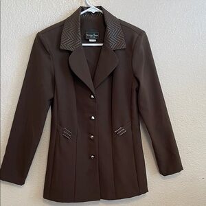 Elegant Brown Blazer with Textured Collar